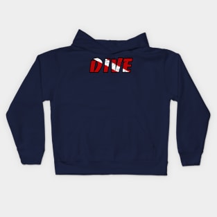 Simple DIVE dive flag Scuba Diving Red wand White Kids Hoodie